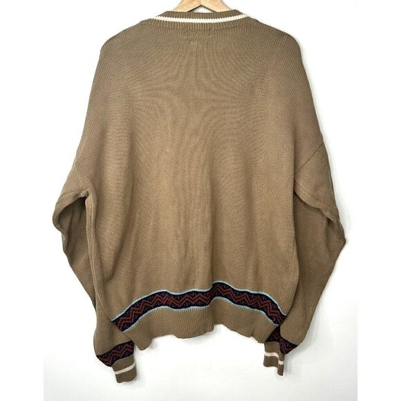 Vintage Bay Club Cardigan Sweater Men L Brown Grandpa Knit Baggy - Picture 2 of 12